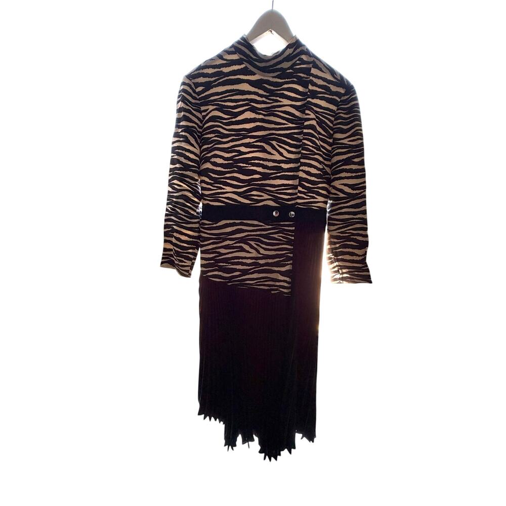 A.L.C. Peyton Black and Cream Zebra-Pattern Fabric Dress